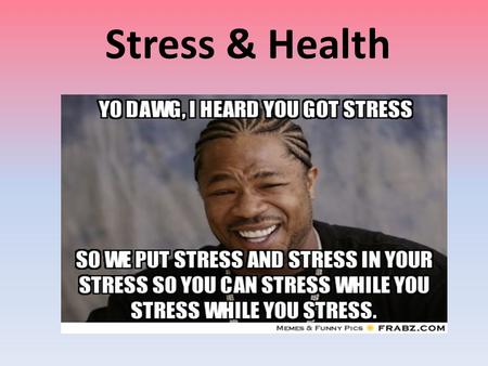 Stress & Health. Brainstorm…. List all the different stressors that you encounter in a regular school day.