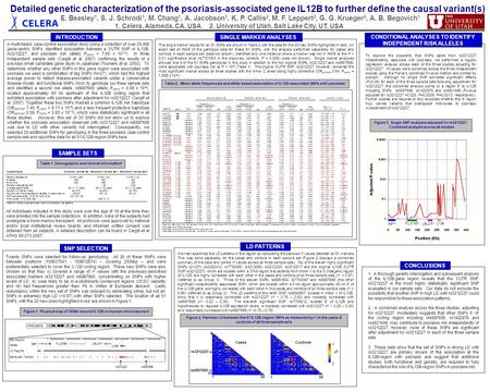 EBF FLJ31951UBLCP1 IL12B B36 Position Genes LD Regions Genotyped Markers Chr5 (q33.3) rs3212227 rs6887695 Figure 1. Physical map of 360kb around IL12B.