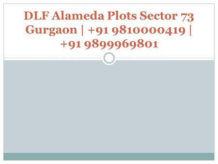 DLF Alameda Plots Sector 73 Gurgaon | +91 9810000419 | +91 9899969801.