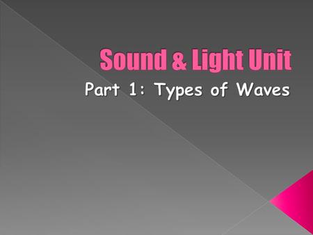  Recognize that waves transfer energy  Distinguish between mechanical waves and electromagnetic waves  Explain the relationship between particle vibration.