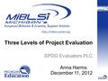 Three Levels of Project Evaluation SPDG Evaluators PLC Anna Harms December 11, 2012.