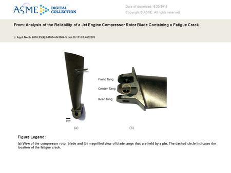 Date of download: 6/20/2016 Copyright © ASME. All rights reserved. From: Analysis of the Reliability of a Jet Engine Compressor Rotor Blade Containing.