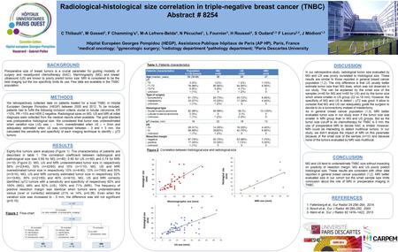 Radiological-histological size correlation in triple-negative breast cancer (TNBC) Abstract # 8254 C Thibault 1, M Gosset 2, F Chamming’s 3, M-A Lefrere-Belda.