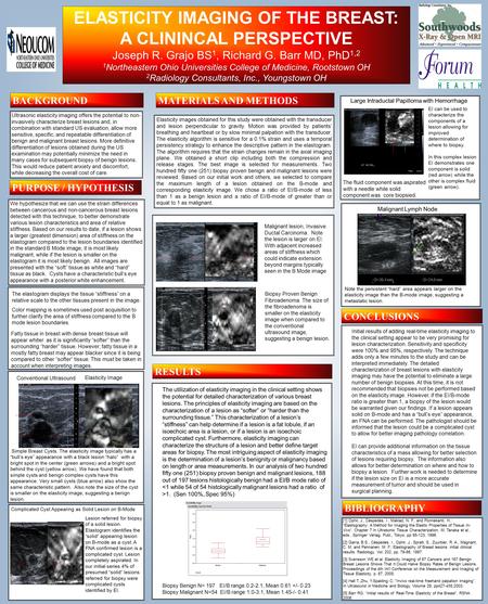 ELASTICITY IMAGING OF THE BREAST: A CLININCAL PERSPECTIVE Joseph R. Grajo BS 1, Richard G. Barr MD, PhD 1,2 1 Northeastern Ohio Universities College of.