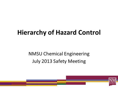 Hierarchy of Hazard Control