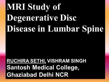 MRI Study of Degenerative Disc Disease in Lumbar Spine