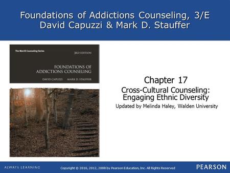 Foundations of Addictions Counseling, 3/E David Capuzzi & Mark D. Stauffer Copyright © 2016, 2012, 2008 by Pearson Education, Inc. All Rights Reserved.