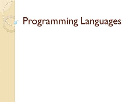 Programming Languages