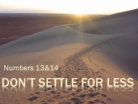 Numbers 13&14. They gave Moses this account: We went into the land to which you sent us, and it does flow with milk and honey! Here is its fruit. 28.