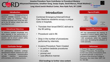 Introduction References Curricular Design Educational Objectives Impact/Effectiveness Figures/Graphs Combined Emergency/Internal Medicine (EM/IM) residents.