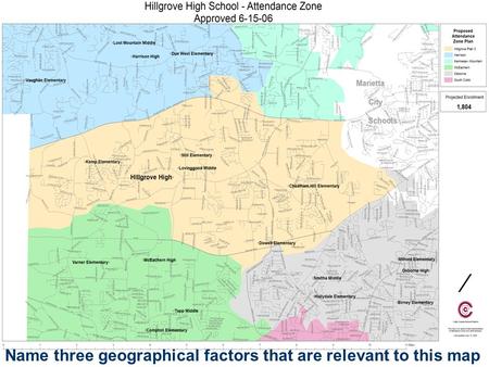 Name three geographical factors that are relevant to this map.