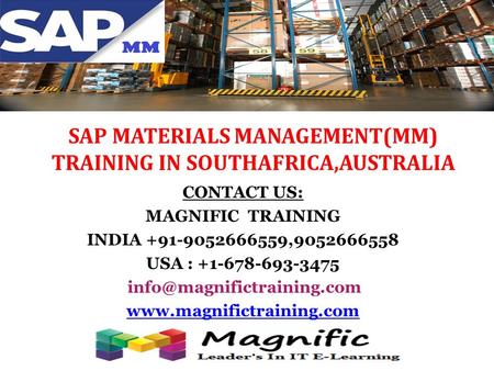 SAP MATERIALS MANAGEMENT(MM) TRAINING IN SOUTHAFRICA,AUSTRALIA