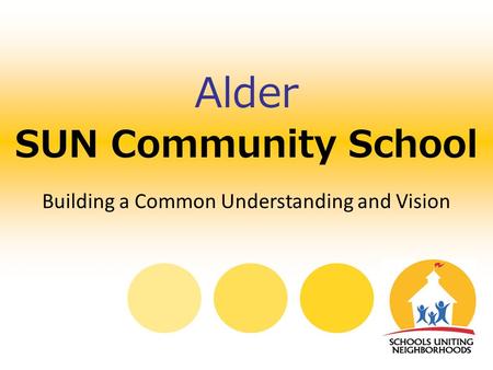 SUN Community School Alder Building a Common Understanding and Vision.