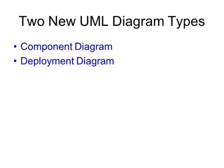 Two New UML Diagram Types Component Diagram Deployment Diagram.