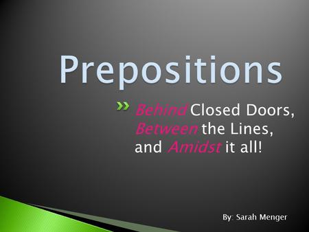 Behind Closed Doors, Between the Lines, and Amidst it all! By: Sarah Menger.