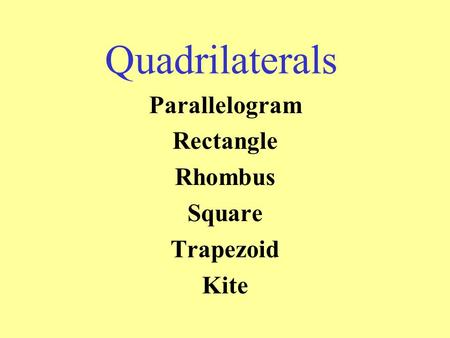 Parallelogram Rectangle Rhombus Square Trapezoid Kite