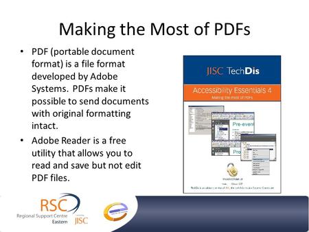 Making the Most of PDFs PDF (portable document format) is a file format developed by Adobe Systems. PDFs make it possible to send documents with original.