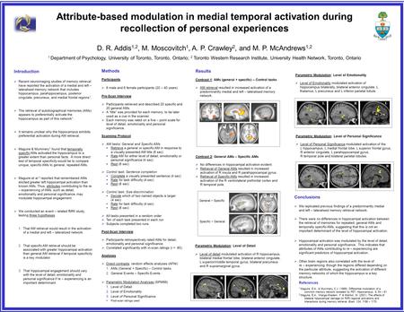 Introduction  Recent neuroimaging studies of memory retrieval have reported the activation of a medial and left – lateralised memory network that includes.