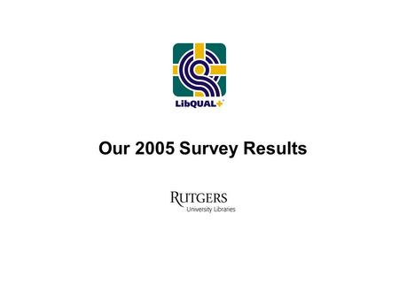 Our 2005 Survey Results. “….only customers judge quality; all other judgments are essentially irrelevant” Delivering Quality Service : Balancing Customer.