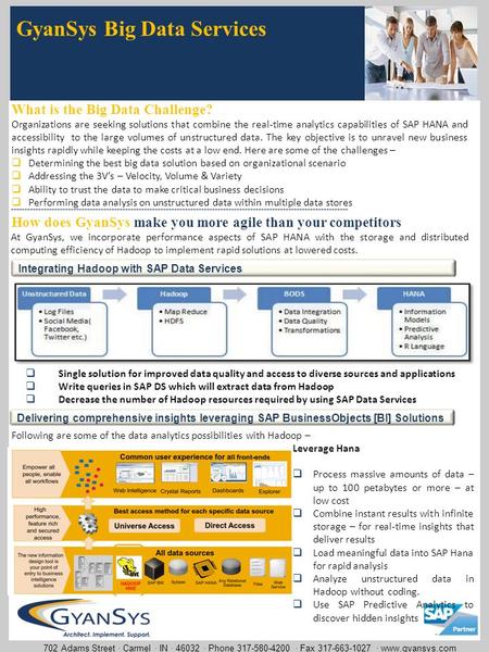 What is the Big Data Challenge? Organizations are seeking solutions that combine the real-time analytics capabilities of SAP HANA and accessibility to.