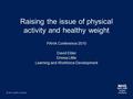 Raising the issue of physical activity and healthy weight PAHA Conference 2010 David Elder Emma Little Learning and Workforce Development.