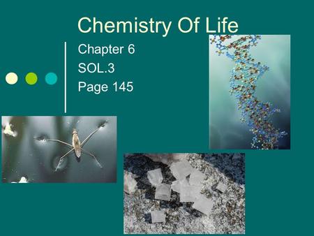 Chapter 6 SOL.3 Page 145 Chemistry Of Life Chemistry Objectives Students will be able to distinguish between ionic and covalent bonds. Students will.