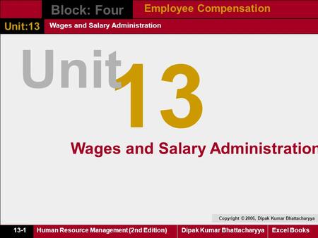 Excel Books Human Resource Management (2nd Edition) Dipak Kumar Bhattacharyya Copyright © 2006, Dipak Kumar Bhattacharyya Wages and Salary Administration.