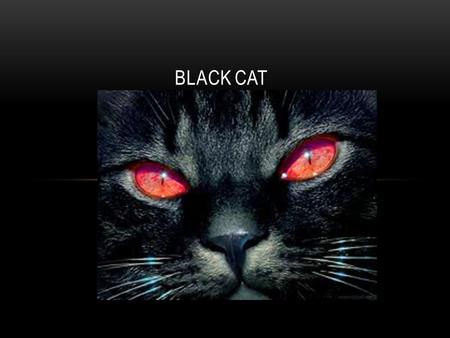 BLACK CAT. BACKGROUND Setting- Prison cell Plot- The day before his execution, the prisoner tells the story of what got him there. Mood- horror, scary,