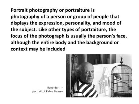 Portrait photography or portraiture is photography of a person or group of people that displays the expression, personality, and mood of the subject. Like.