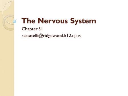 The Nervous System Chapter 31