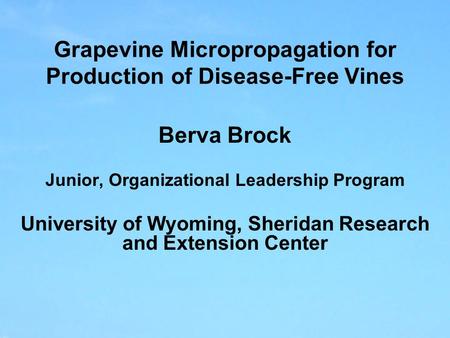 Grapevine Micropropagation for Production of Disease-Free Vines