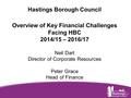 Www.hastings.gov.uk Hastings Borough Council Overview of Key Financial Challenges Facing HBC 2014/15 – 2016/17 Neil Dart Director of Corporate Resources.