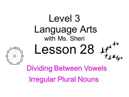 Level 3 Language Arts with Ms. Sheri Lesson 28 Irregular Plural Nouns Dividing Between Vowels.