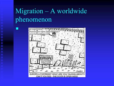 Migration – A worldwide phenomenon. Cedar Rapids – Typical of USA average East Lansing – Michigan State University.