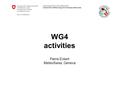 Federal Department of Home Affairs FDHA Federal Office of Meteorology and Climatology MeteoSwiss WG4 activities Pierre Eckert MeteoSwiss, Geneva.