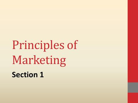 Principles of Marketing