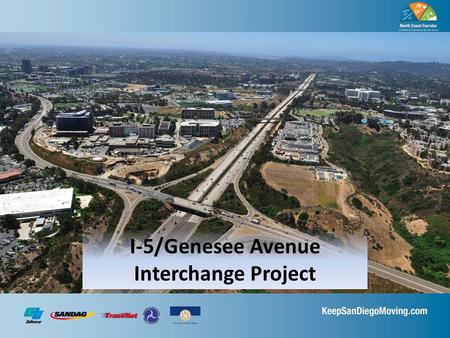 I-5/Genesee Avenue Interchange Project. Project Purpose Improve east and west traffic flow on Genesee Ave. Enhance access to and from I-5 Replace and.