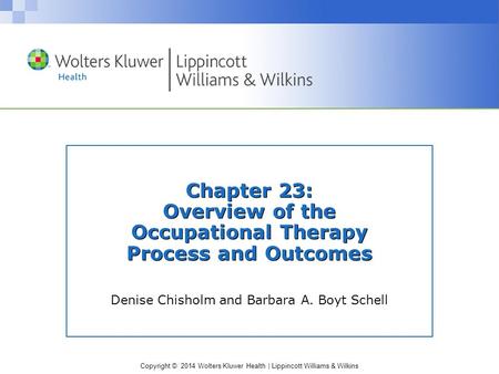 Chapter 23: Overview of the Occupational Therapy Process and Outcomes