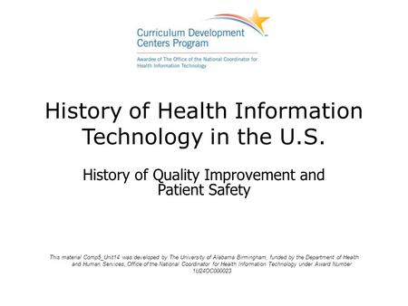 History of Health Information Technology in the U.S.