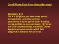 Ephesians 2: 8 For it is by grace you have been saved, through faith –and this not from yourselves, it is the gift of God– 9 not by works, so that no one.