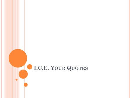 I.C.E. Y OUR Q UOTES. I NTRODUCE I ntroduce: quotes must be physically connected to your own writing. The easiest way to do this is to introduce it in.