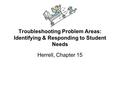 Troubleshooting Problem Areas: Identifying & Responding to Student Needs Herrell, Chapter 15.