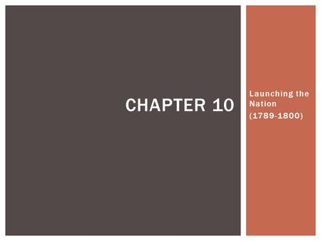 Launching the Nation (1789-1800) CHAPTER 10.  George Washington thought he might be poor President  Old age  Lack of political experience  Jan, 1789.