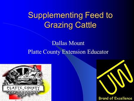 Supplementing Feed to Grazing Cattle Dallas Mount Platte County Extension Educator.