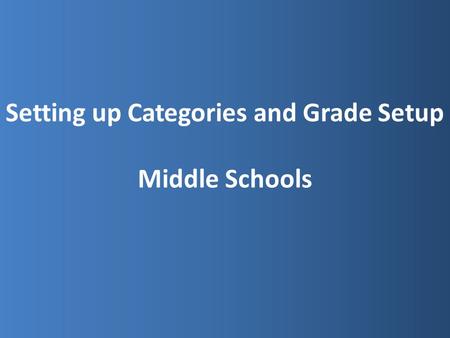 Setting up Categories and Grade Setup Middle Schools.