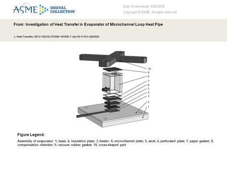 Date of download: 6/22/2016 Copyright © ASME. All rights reserved. From: Investigation of Heat Transfer in Evaporator of Microchannel Loop Heat Pipe J.