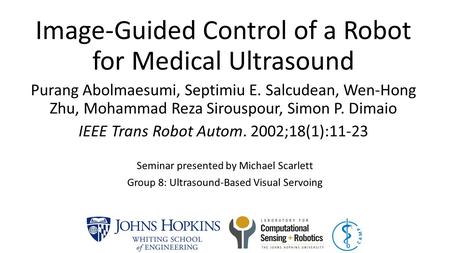 Image-Guided Control of a Robot for Medical Ultrasound