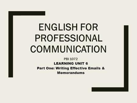 ENGLISH FOR PROFESSIONAL COMMUNICATION