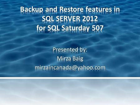 AGENDA 1.Importance of backups and backup strategy 2.Full DB backup and Restore 3.Filegroup Backup and restore 4.File Backup and Restore 5.Page restore.