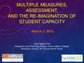 MULTIPLE MEASURES, ASSESSMENT, AND THE RE-IMAGINATION OF STUDENT CAPACITY March 2, 2016 Loris Fagioli, PhD Research and Planning Analyst, Irvine Valley.